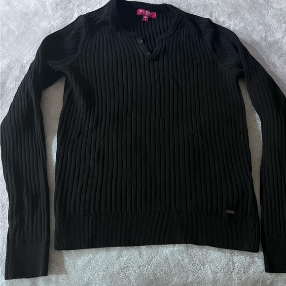 Guess Black Ribbed Knit Top - Picture 1 of 3